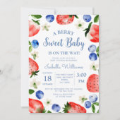 Blueberry Strawberry Berry Sweet Baby Dusche Einladung (Vorderseite)