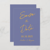 Blueberry Sunshine Typografy Wedding Save The Date (Vorne/Hinten)