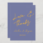 Blueberry Sunshine Typografy Wedding Vielen Dank Dankeskarte (Vorne/Hinten)