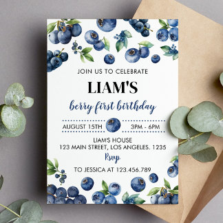 Blueberry Sweet 1. Geburtstag Einladung