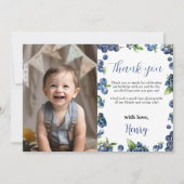 Blueberry Sweet 1. Geburtstag Foto Danke Karte (Vorderseite)