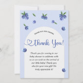 Blueberry Sweet Watercolor Boy Baby Dusche Dankeskarte (Vorderseite)
