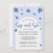 Blueberry Sweet Watercolor Boy Sip & See Einladung (Vorderseite)