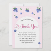 Blueberry Sweet Watercolor Girl Babydusche Dankeskarte (Vorderseite)