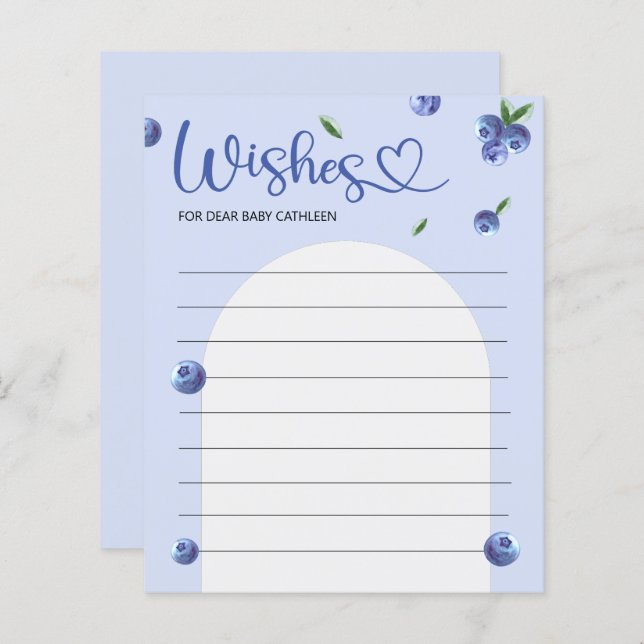 Blueberry Sweet Watercolor Kinderdusche wünscht Sp (Vorne/Hinten)