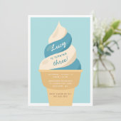 Blueberry Swirt Ice Cream Kindergeburtstag Party Einladung (Stehend Vorderseite)