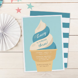 Blueberry Swirt Ice Cream Kindergeburtstag Party Einladung