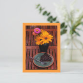 Blueberry Tart & Blume Postkarte (Stehend Vorderseite)