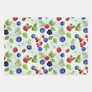 Blueberry Theme Assorted WrappingPaper Flat Sheets Geschenkpapier Set