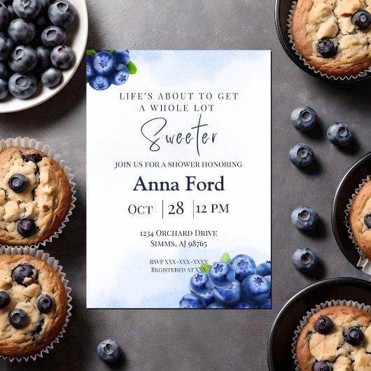 Blueberry Themed Dusche Einladung