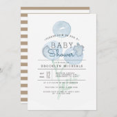 Blueberry Trio | Berry Watercolor Babydusche Einladung (Vorne/Hinten)