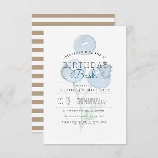 Blueberry Trio | Berry Watercolor Birthday Bash Einladung (Vorne/Hinten)