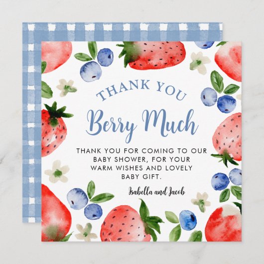 Blueberry und Strawberry Vielen Dank Dankeskarte (Vorne/Hinten)