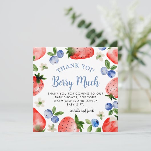 Blueberry und Strawberry Vielen Dank Dankeskarte (Stehend Vorderseite)