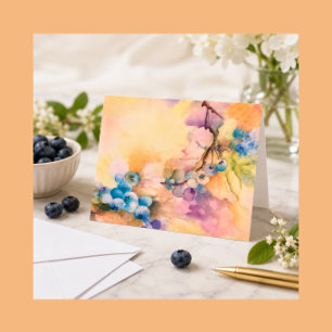 Blueberry Watercolor Grußkarte — handbemalt Karte