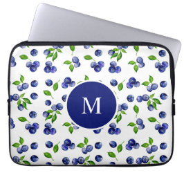 Blueberry Watercolor Monogram Berry Rustic Chic  Laptopschutzhülle