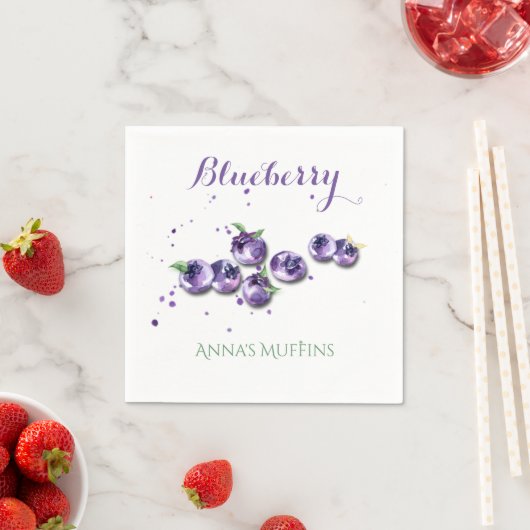 Blueberry Watercolor Paper Napkin Serviette (Beispiel)