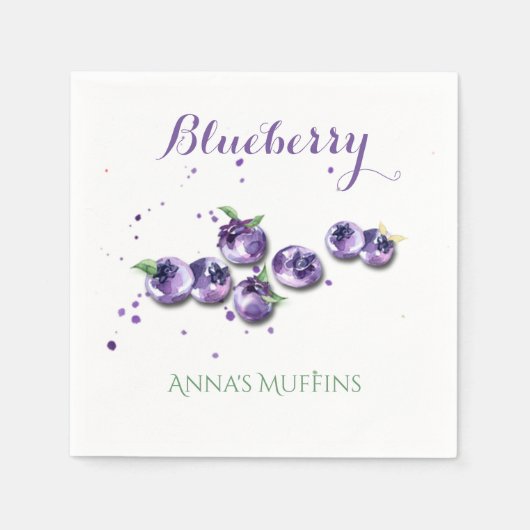 Blueberry Watercolor Paper Napkin Serviette (Vorderseite)