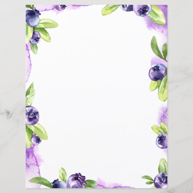 Blueberry Watercolor Scrapbook Paper (Vorderseite)