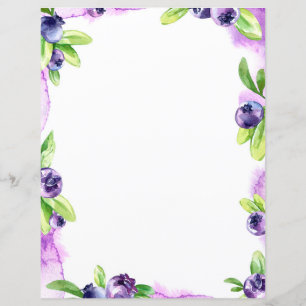 Blueberry Watercolor Scrapbook Paper