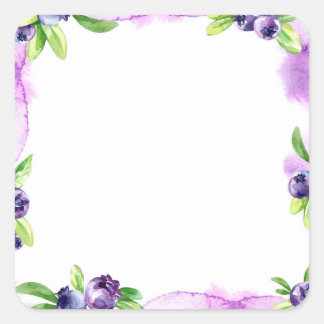 Blueberry Watercolor Scrapbook Quadratischer Aufkleber