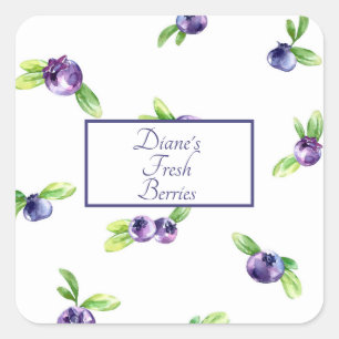 Blueberry Watercolor Scrapbook Quadratischer Aufkleber