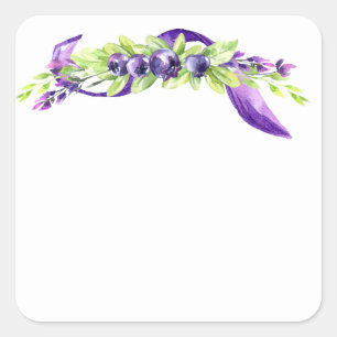 Blueberry Watercolor Scrapbook Quadratischer Aufkleber