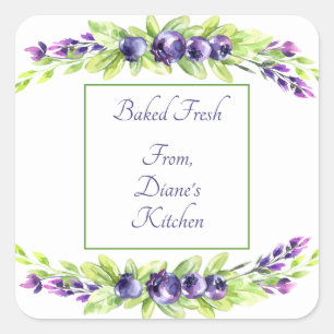 Blueberry Watercolor Scrapbook Quadratischer Aufkleber