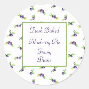 Blueberry Watercolor Scrapbook Runder Aufkleber