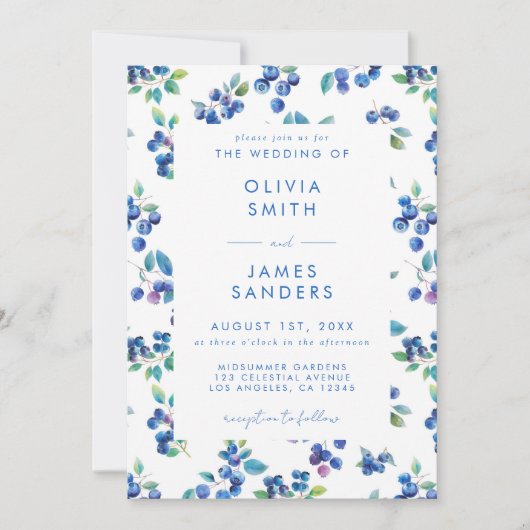 Blueberry Wedding Einladung (Vorderseite)