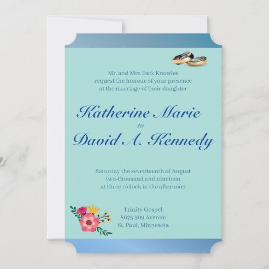 Blueberry Wedding Rings Two-Tone Einladung (Vorderseite)