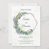 Blueberry Wildblumen Imitate Gold Foil Rahmen Hoch Save The Date (Vorderseite)