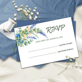 Blueberry Wildblumen Lavender Rustic Wedding RSVP Karte