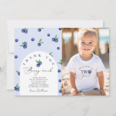 Blueberry Zwei Geburtstagskarte Dankeschön-Foto Einladung (Vorderseite)