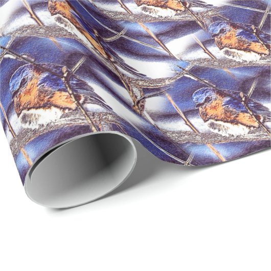 Bluebird Animal Nature Art Muster Geschenkpapier (Rolleneckpunkt)