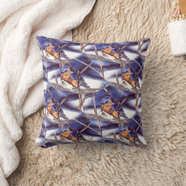 Bluebird Animal Nature Art Pattern Kissen (Decke)