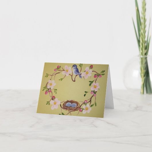 Bluebird & Apple Blüten Karte (Vorderseite)