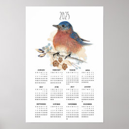 Bluebird-Aquarell 2025 Volljähriger Poster-Kalende Poster