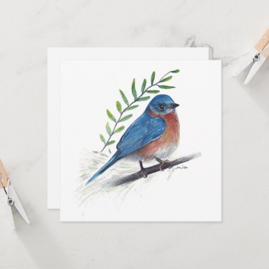 Bluebird Art Bird Card Karte (Vorderseite/Rückseite Beispiel)