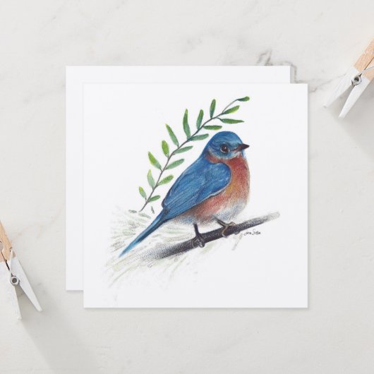 Bluebird Art Bird Card Karte (Vorderseite/Rückseite Beispiel)