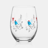 Bluebird at Christmas Weinglas Ohne Stiel (Links)