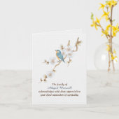 Bluebird auf Almond Twig Beileid Vielen Dank Karte (Gelbe Blume)