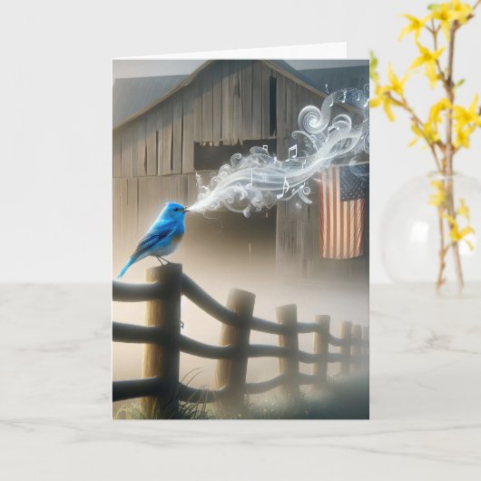 Bluebird auf Bauernhof Karte (Gelbe Blume)