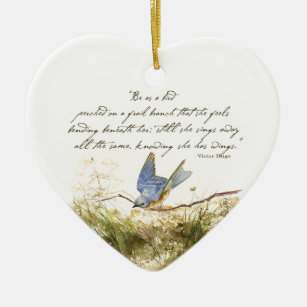 Bluebird auf Branch Inspiration Gedicht Wasserfarb Keramik Ornament