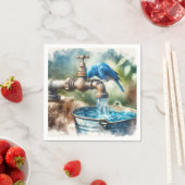 Bluebird auf einem alten Wasserhahn Serviette (Beispiel)