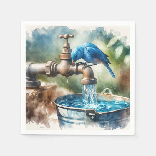 Bluebird auf einem alten Wasserhahn Serviette (Vorderseite)