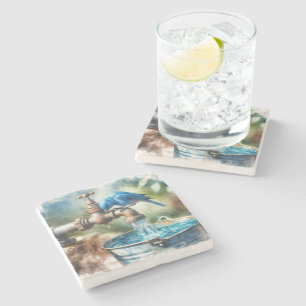 Bluebird auf einem alten Wasserhahn Steinuntersetzer