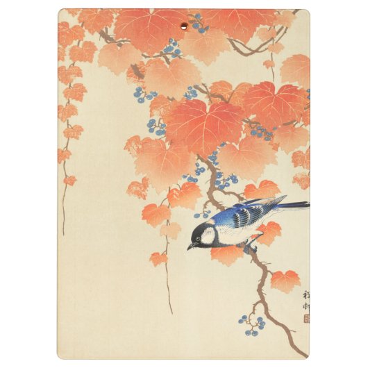 Bluebird auf einem Paulownia Tree Klemmbrett (Rückseite)