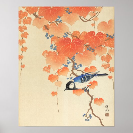 Bluebird auf einem Paulownia Tree Poster (Vorne)