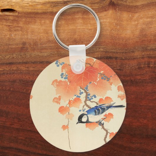 Bluebird auf einem Paulownia Tree Schlüsselanhänger (Vorderseite)
